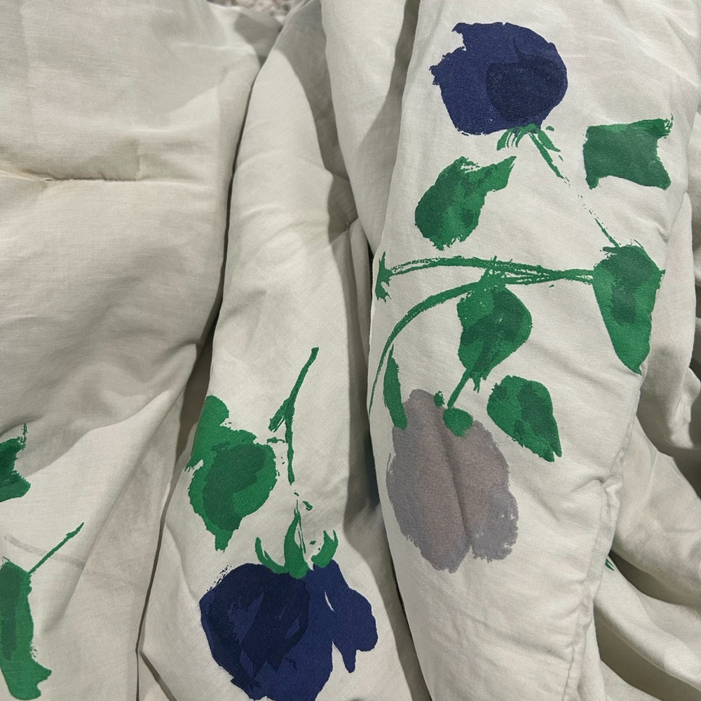 Twin Kate Spade Comforter with Blue, Green, and Gray Floral Print